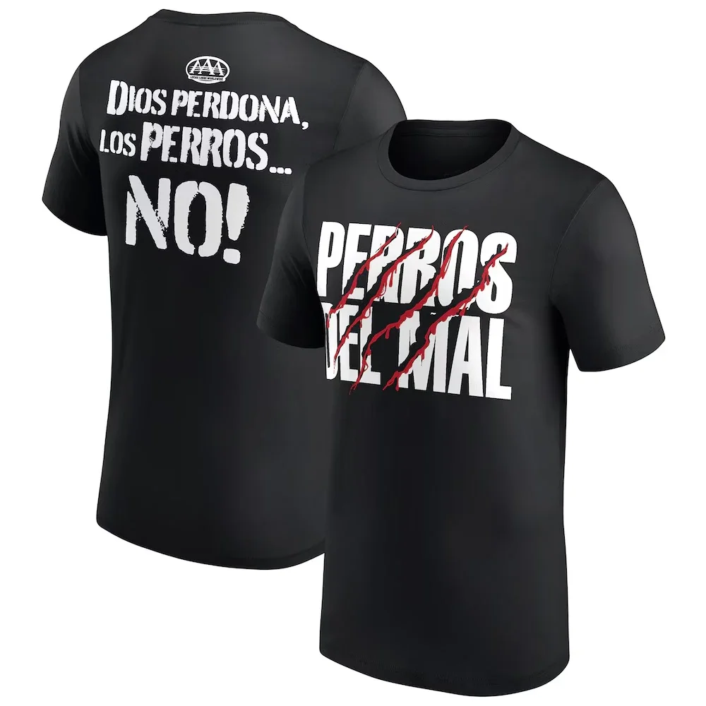 New Men's Red Los Perros Del Mal No Perdonan T-Shirt 3D Print Sports Quick Dry Short Sleeve Daily Casual Plus Size T-Shirt 5XL