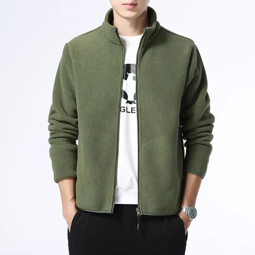 Imagen 2 del producto Chaqueta de lana para hombre, abrigo cálido con cuello alto y letras bordadas, talla grande, para exteriores, invierno, novedad de 2024