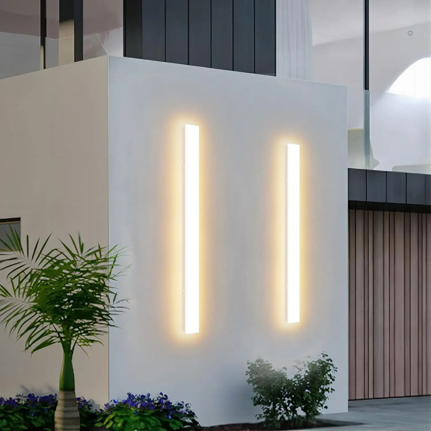 

Комплект из 2 уличных настенных светильников белого цвета, 31,5 дюйма, 24 Вт, 3000K, современные светильники для крыльца, водонепроницаемые IP65 для патио и двора