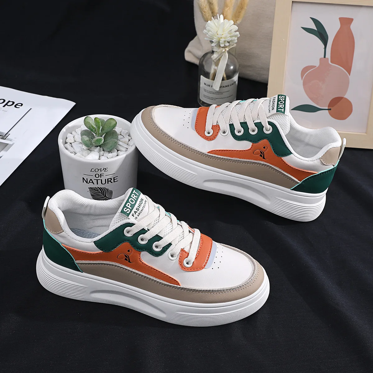 New Style White Sneakers Woman Campus Student Sneakers Show Feet Comfortable Breathable Soft Leather Casual Shoes Sneakers Women