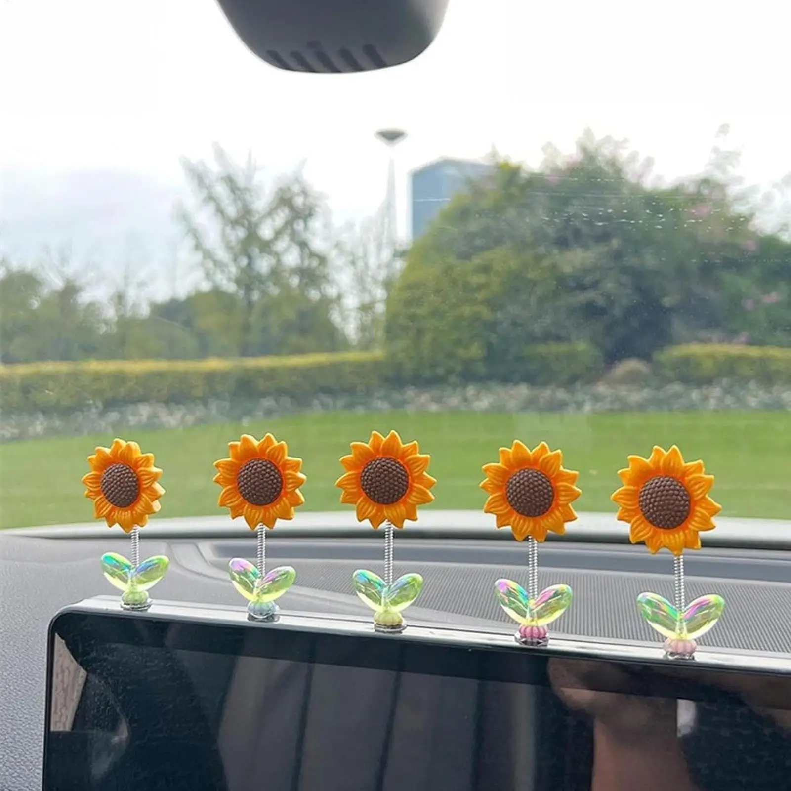 Cute Sunflower Car Decor Set Dashboard Window Edge Accessories for Vehicle Interior Dashboard Decor Interior Accessories