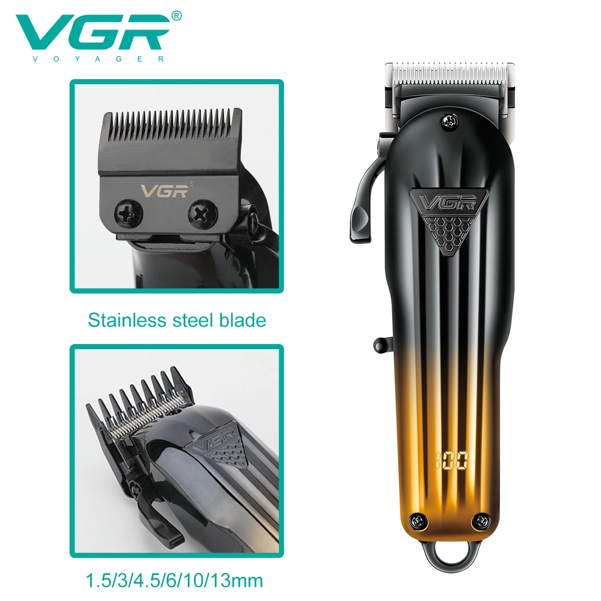 VGR Hair Trimmer Professional Hair Clipper Electric Shaver Barber Hair Cutting Machine Cordless Clipper Trimmer for Men V-644