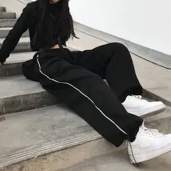 Casual Pants Women Vintage Plus Size Wide Leg Pants Bundle Feet Trousers Design Loose Wide Leg Drawstring Streetwear Joggers
