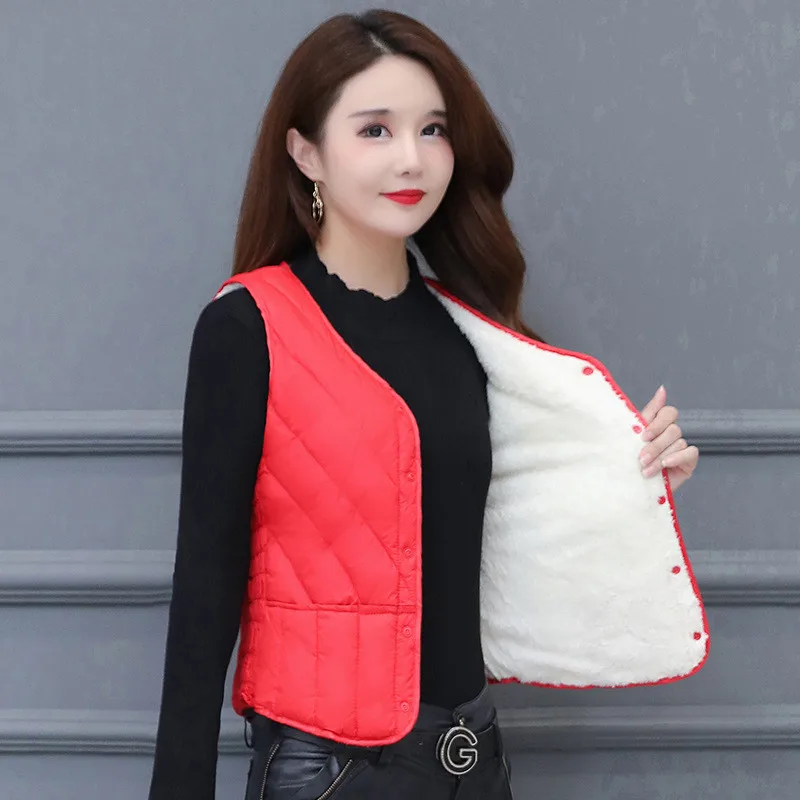 L-5XL Vest Womens 2023 Ultra Lightweight Down Cotton Warm  Inner Autumn Winter Waistcoat Coat Female Short Sleeveless Jacket 530