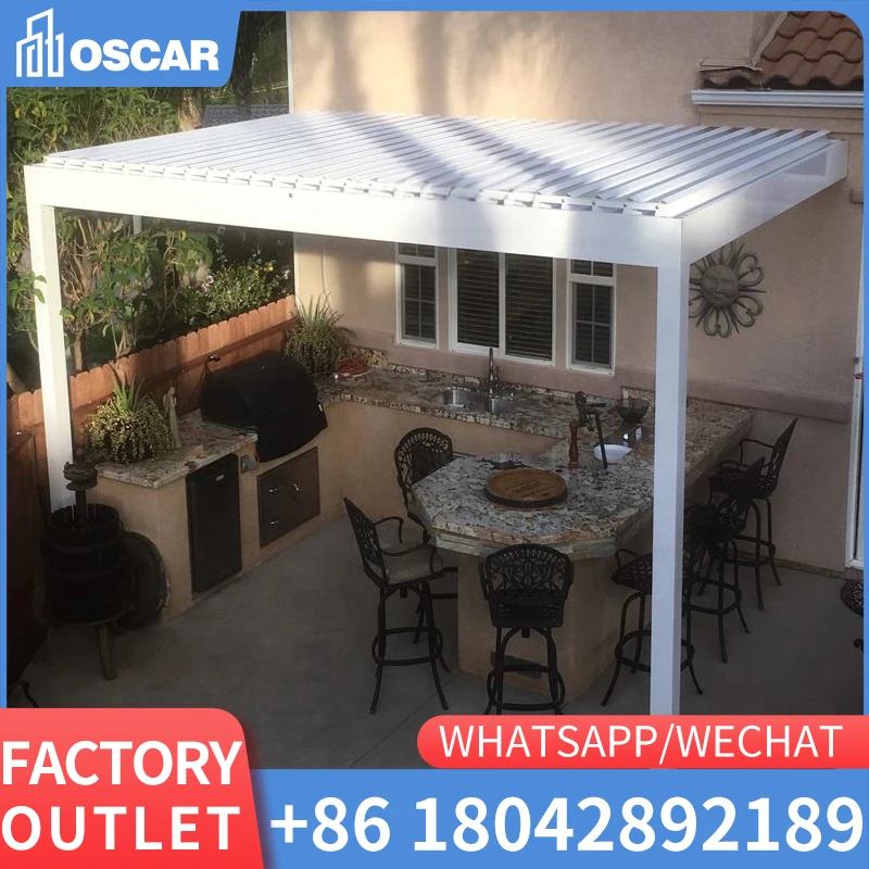 Customized glass Manufacturer Modern Patio Outdoor Automatic Aluminum Opening louvered roof Pergola