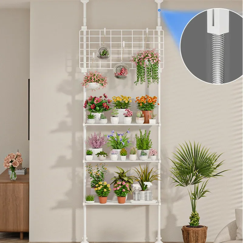 Simple Balcony Inroof Plant Stand Living Room Green Plant Support Pole Display Shelf Multi-layer Indoor Succulents Storage Rack