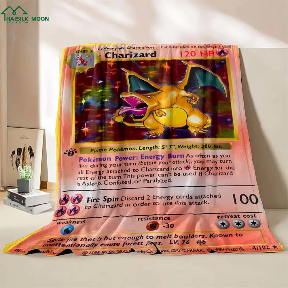 

Pokémon Game Cards Printed Blanket for Home Travel Soft Comfortable Blanket for Adults and Children Cartoon Warm Blanket Gift