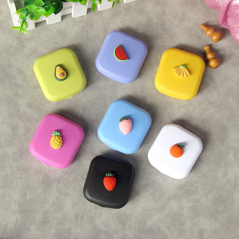 

1pc Cute Fruit Contact Lens Cases Box with Mirrors Women Girl Mini Lovely Eyes Contact Lenses Case Container Box Travel Kits Set