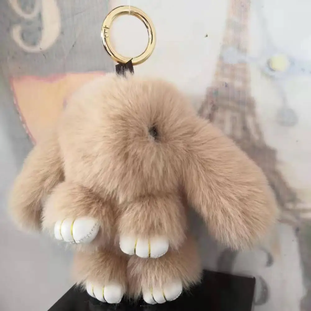 Plush Bunny Keychain Rabbit Keychain Ring Fluffy Fur Pompon Bunny Doll Pendant Key Chain Charm Cute Key Ring On Bag Car Key Pend