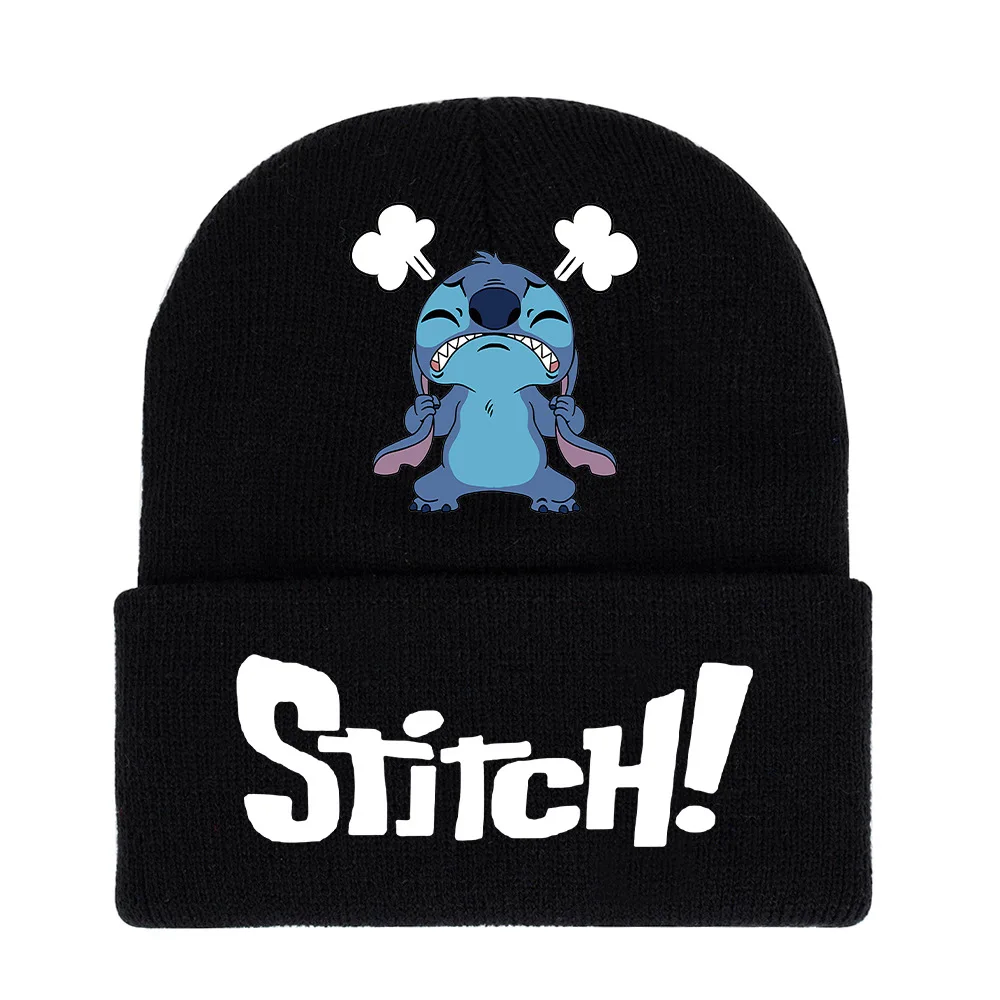 Disney Stitch Knit Hat Anime Baby Boys Girls Winter Bonnet Hats Hip Hop Wool Hat Children\'s Cartoon Warm Caps Christmars Gifts