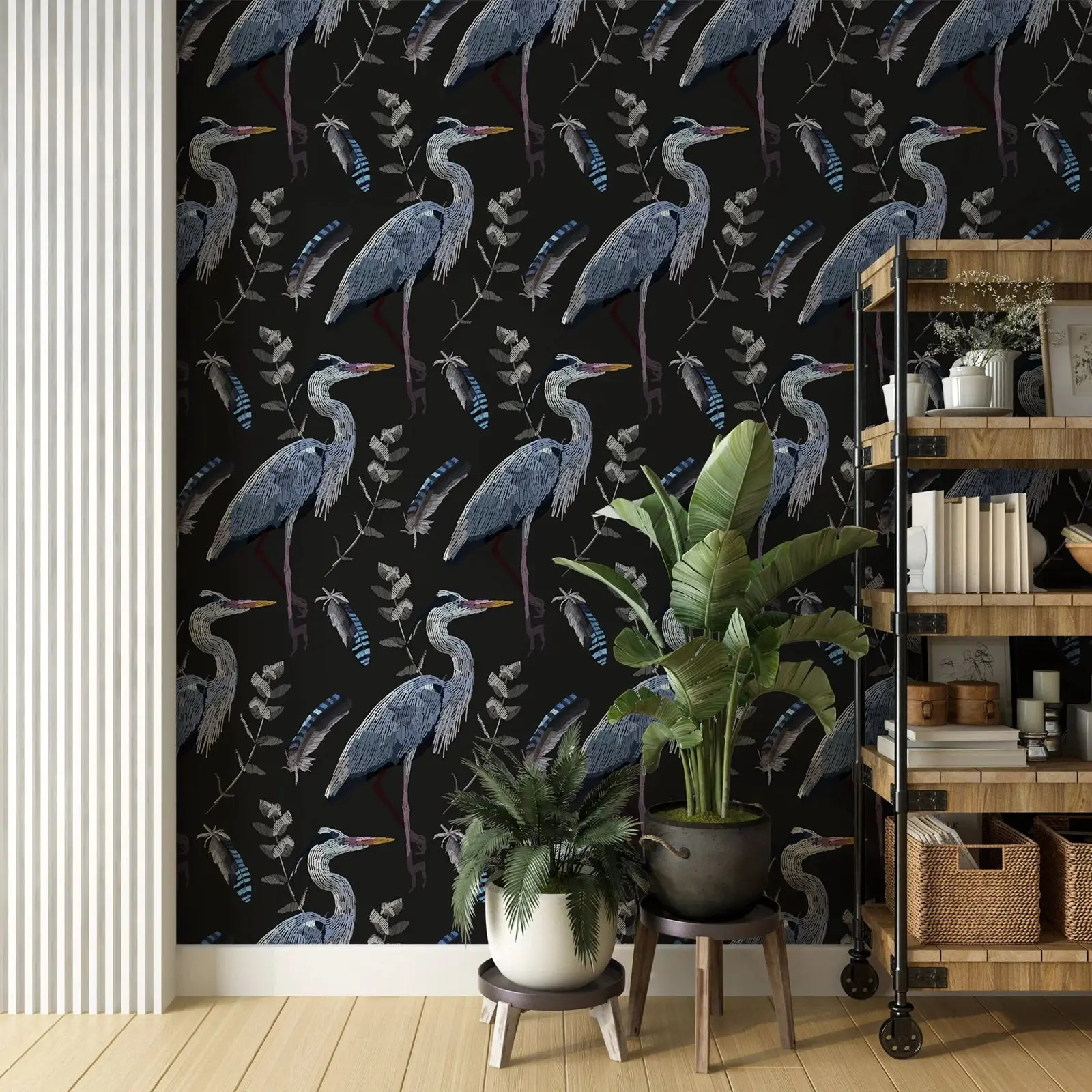 

Обои «Челон», темная экзотическая настенная роспись с птицами, черные обои с изображением животных, самоклеящаяся или традиционная нетканая бумага