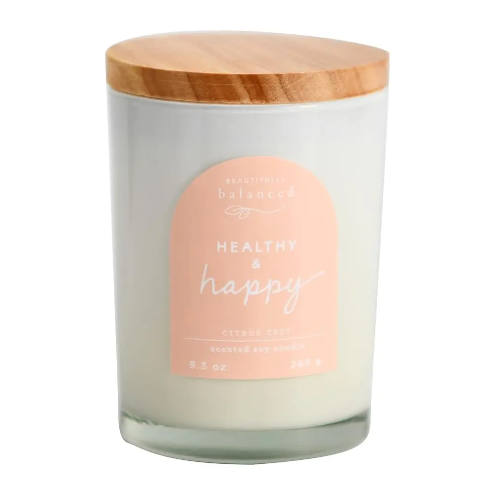 

Ароматическая соевая свеча в стеклянной банке с крышкой, Healthy + Happy, 9.3 унции.