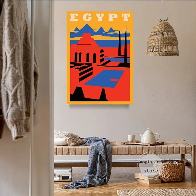 الحد الأدنى السفر نمط هندسي باريس اليونان مصر أمستردام ملصق فني حائط لوح رسم يطبع صورة غرفة ديكور المنزل