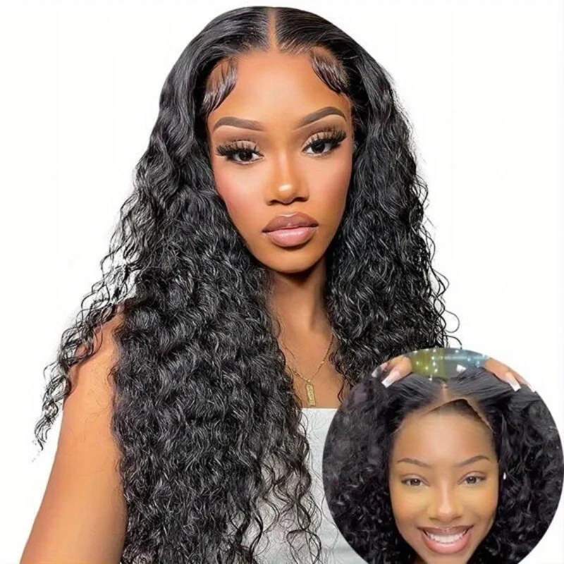 

5*5 Deep Wave Lace Front Wigs Human Hair 180% Density HD Transparent Lace Frontal Human Hair Wigs Pre Plucked with Baby Hair