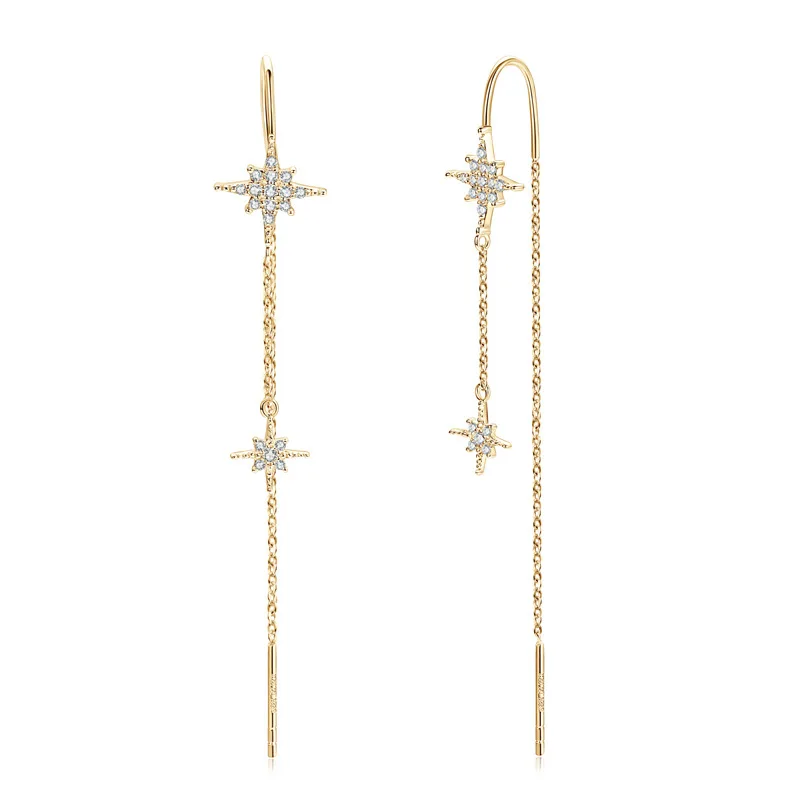 New Moissanite Eight Pointed Star Earrings S925 Silver Niche Unisex Starry Design GBA Certified Exquisite Free Gift   Women