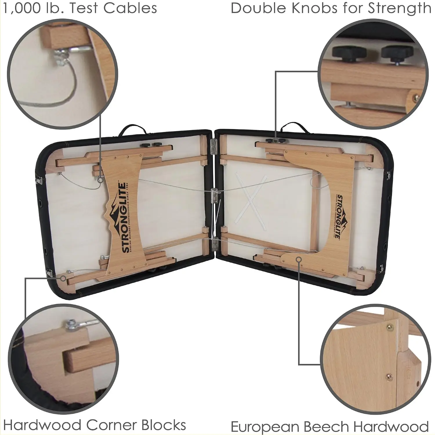 Portable Massage Table Package Shasta - All-In-One Treatment Bed w/ Adjustable Face Cradle, Pillow & Carrying Case, Black