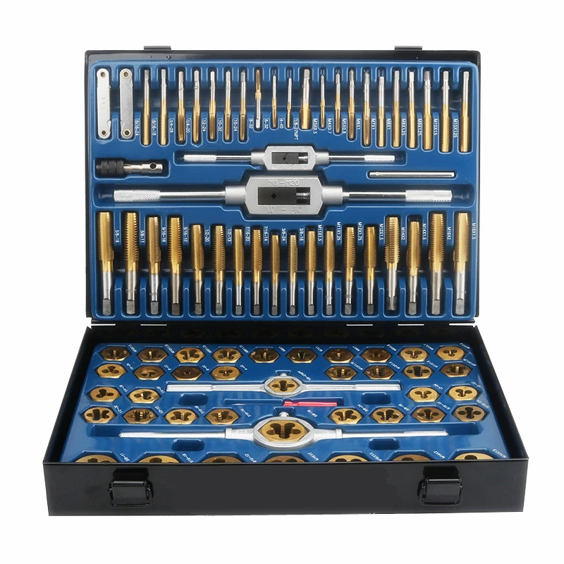 

86Pcs Tap Die Set Tungstem Steel Plating Titanium Metric Imperial Thread Combination Tools Kit with Wrench Screwdriver