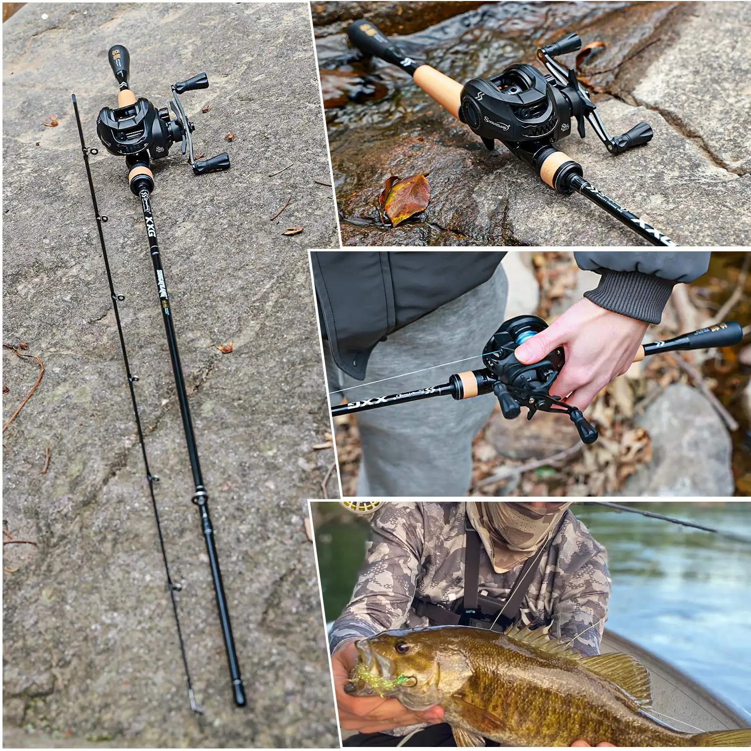 Sougayilang Angelrute und Rollen-Kombination, 1,8 m, leichte Vollcarbon-Angelrute, 6,3:1 Übersetzungsverhältnis, Baitcasting-Rolle, 8 kg maximale Zugkraft – Detail 12