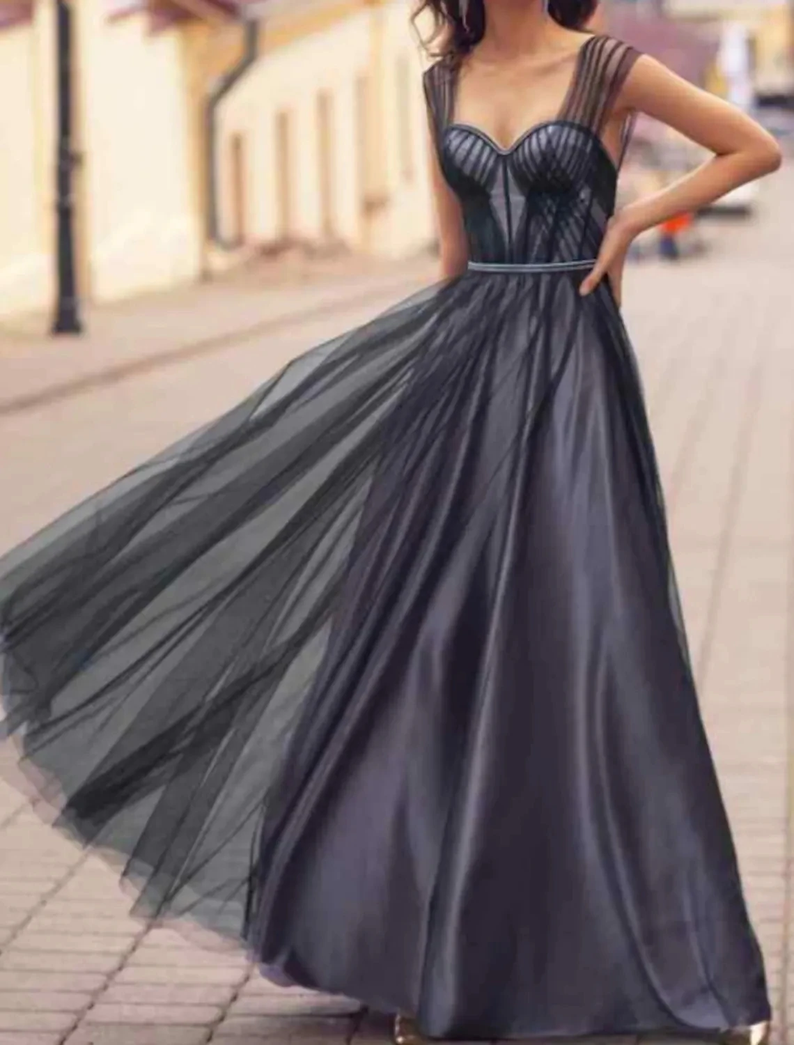 2023 Elegant Black Prom Dresses Sweetheart Sleeveless Floor Length Tulle Women Formal Party Gowns Robe De Soirée Femme