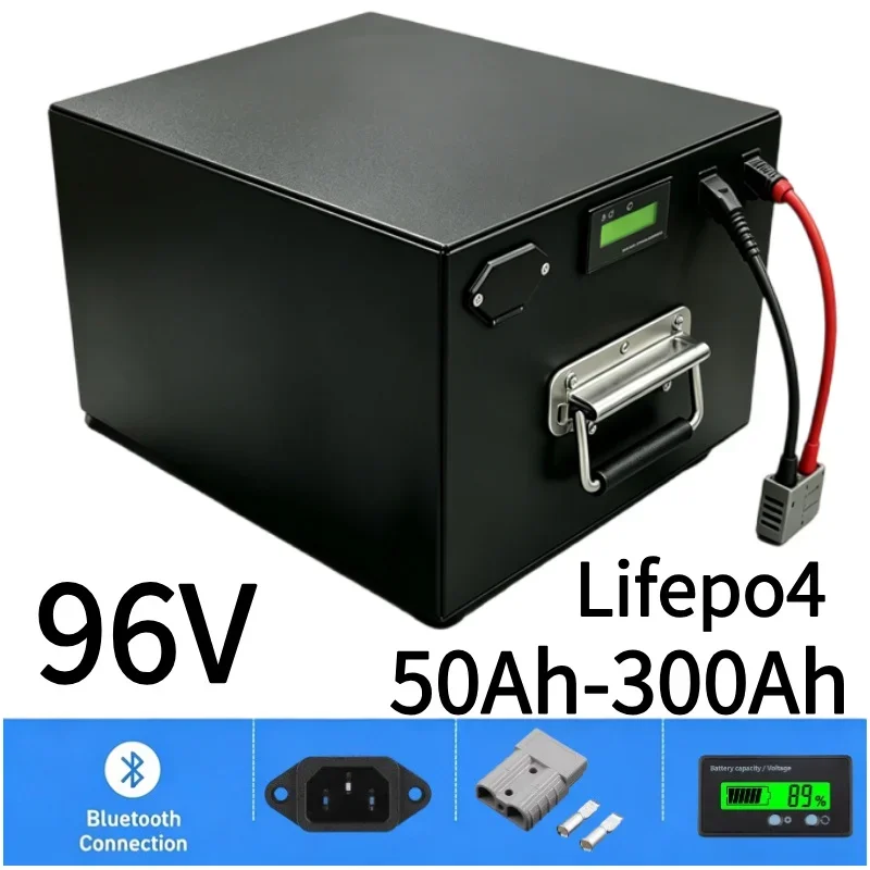 96V 32S LiFePO4 Battery Pack 50Ah‑350Ah Smart BMS Bluetooth APP Monitor Deep Cycle Long Lifespan Lithium Iron Phosphate Battery