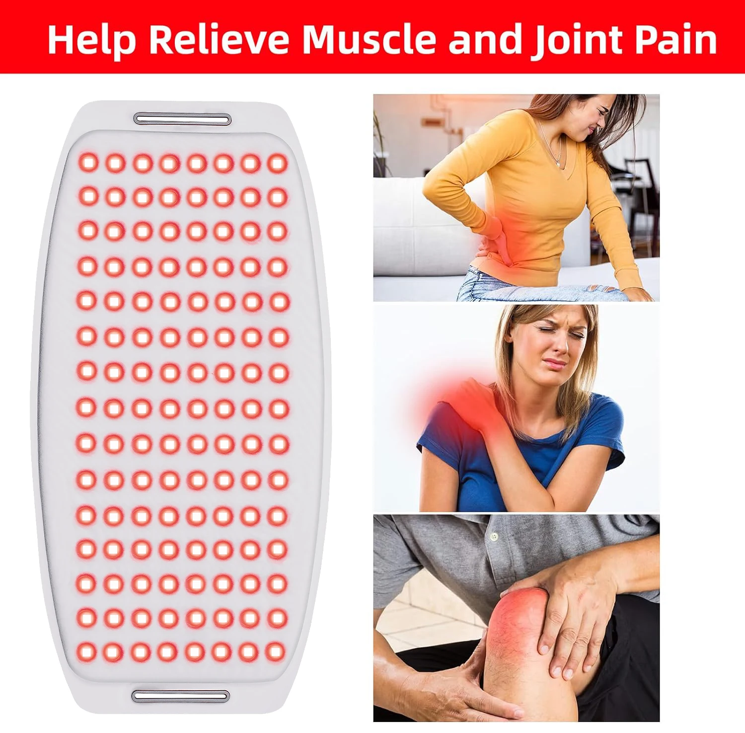 Hello Face L120 Cinturón de Terapia de Luz Roja para el Cuerpo Inalámbrico - Alivio del Dolor e Inflamación con Tela Suave y Transpirable