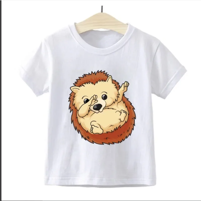 Hedgehog Print  Boys Girls Summer Short Sleeved Tees Children Clothing Cartoons Baby Fashion Tops