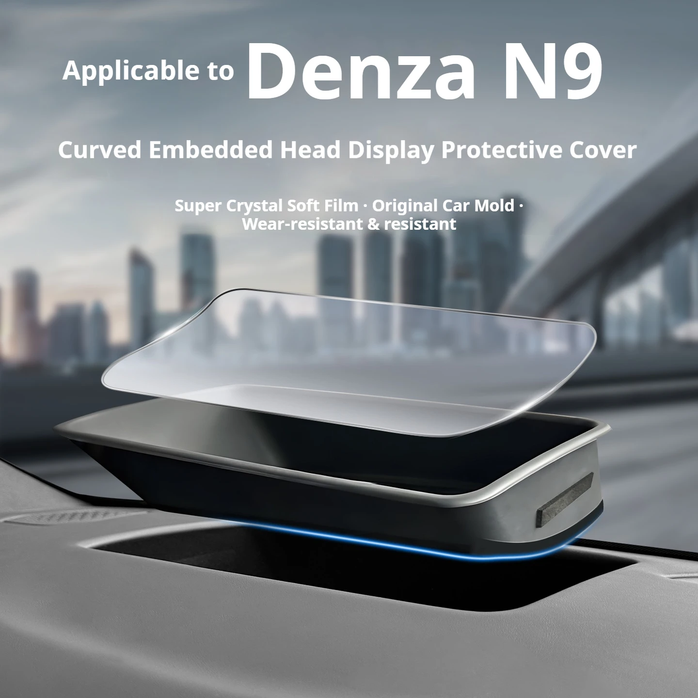 For Denza N9 2026 Curved Inset HUD Display Guard, 1:1 Original Car Mold, Smooth Surface Without Mirroring, Car Interior Decor