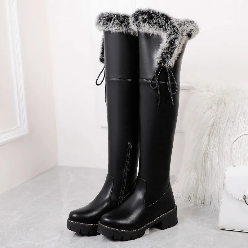 Warm High Snow Boots Women Winter Shoes Waterproof Over the Knee High Boots Ladies Warm Fur Plush Long Shoes Female Comfortable