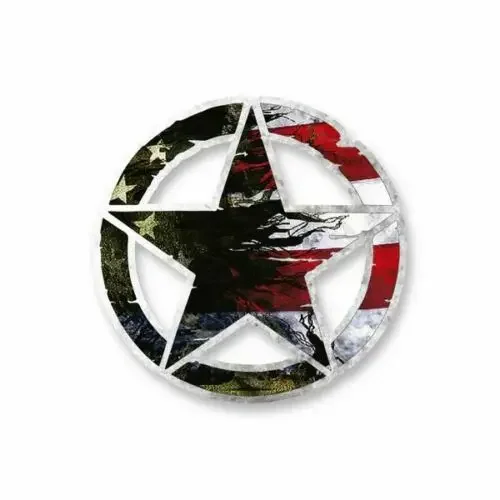 Flag Army Star American Military Veteran Gift Heat Transfer Iron on Stickers for Cars, Motos, Laptops Decoration