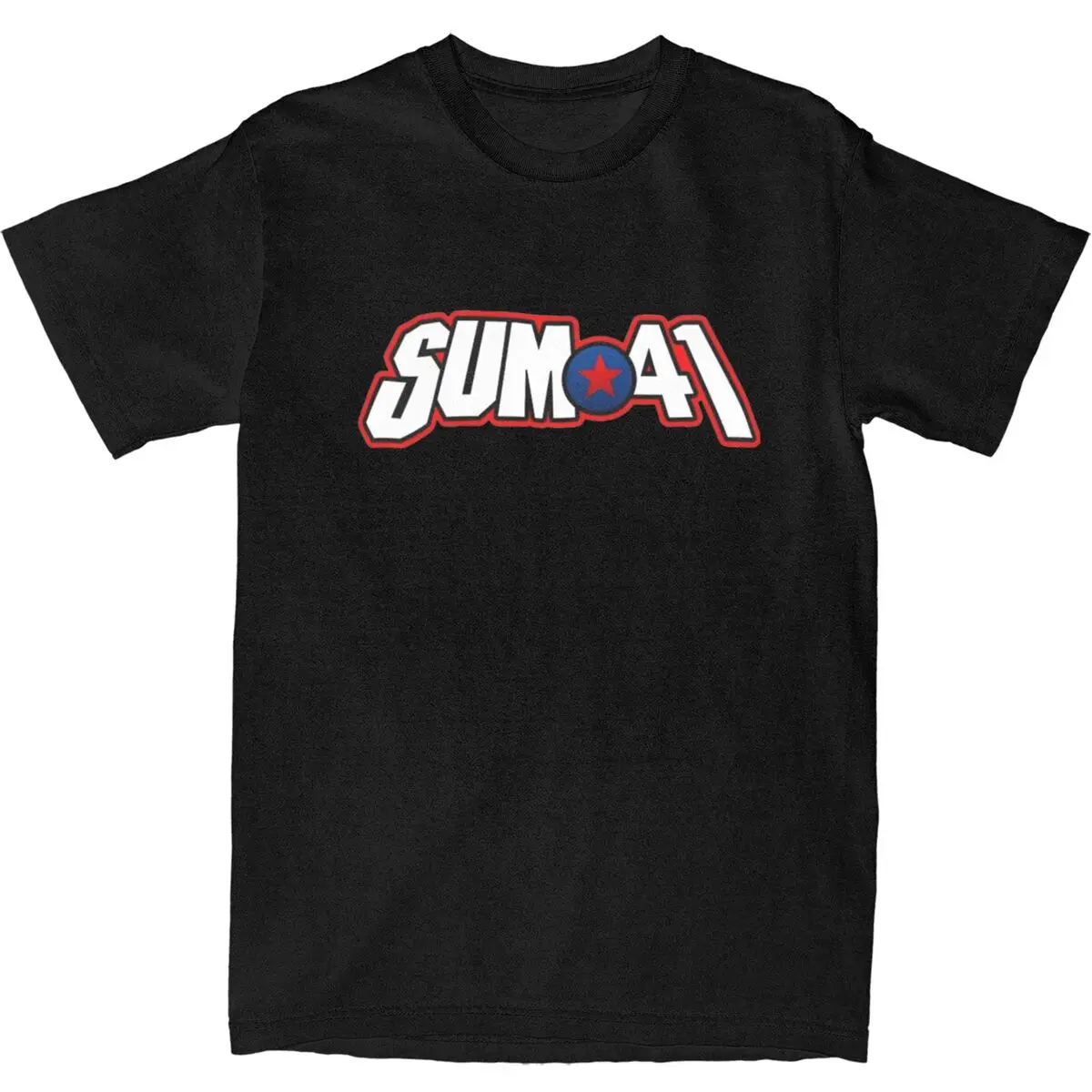 Men Sum 41 Band T-Shirts Canadian Rock Band 100% Cotton Tops Summer Short Sleeve T Shirt O Neck Leisure Casual Tshirt Plus Size