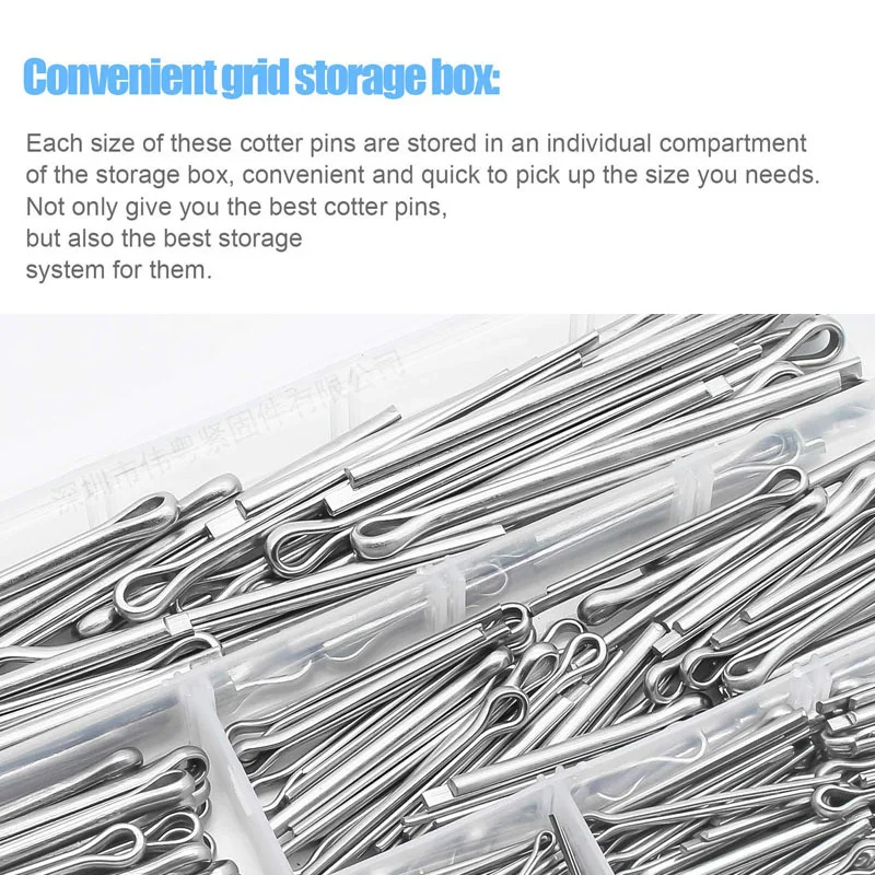 340PCS Stainless Steel Split Pin Assortment Kit M1.6M2.5M3.2M4 Tractor Open Elastic Clip For Car U Shape Type Cotter Pins GB91