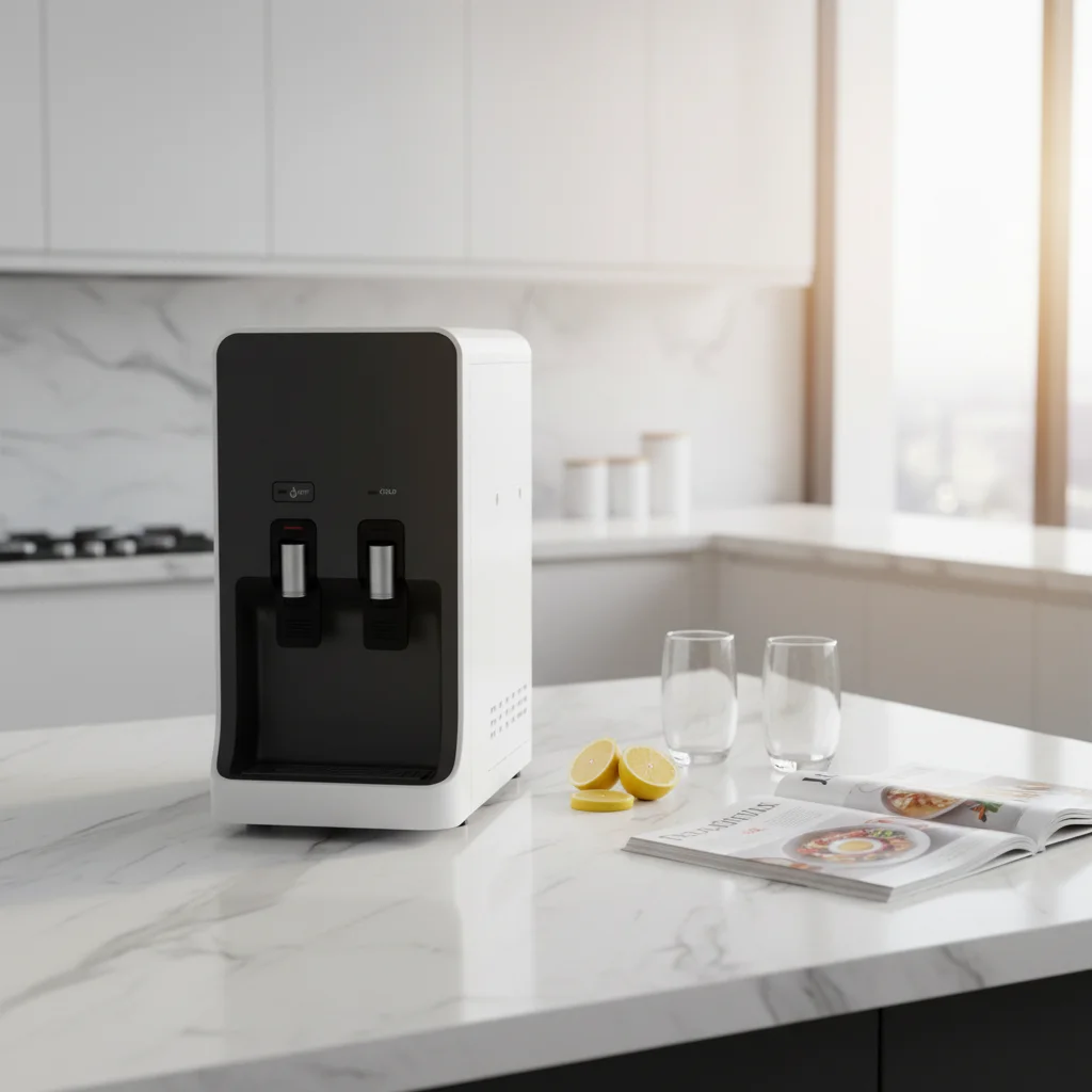 Electric Water Dispenser Hot Cold Compressor Cooling New Type UF Water Filter Plastic Desktop Installation Household Hotel Use