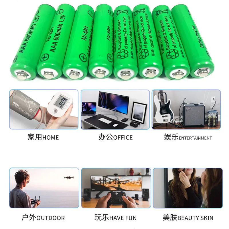 AAA 600mAh 1.2V ni-mh بطارية قابلة للشحن لعبة الحلاقة بطارية مصباح يدوي التحكم عن بعد على مدار الساعة فرشاة الأسنان الكهربائية الماوس #5