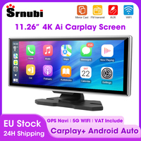 Srnubi 11.26 inch Dash Cam 4K Car DVR Rearview Carplay Android Auto Navigation Player Dual Lens Recorder Dashboard Wifi FM AUX