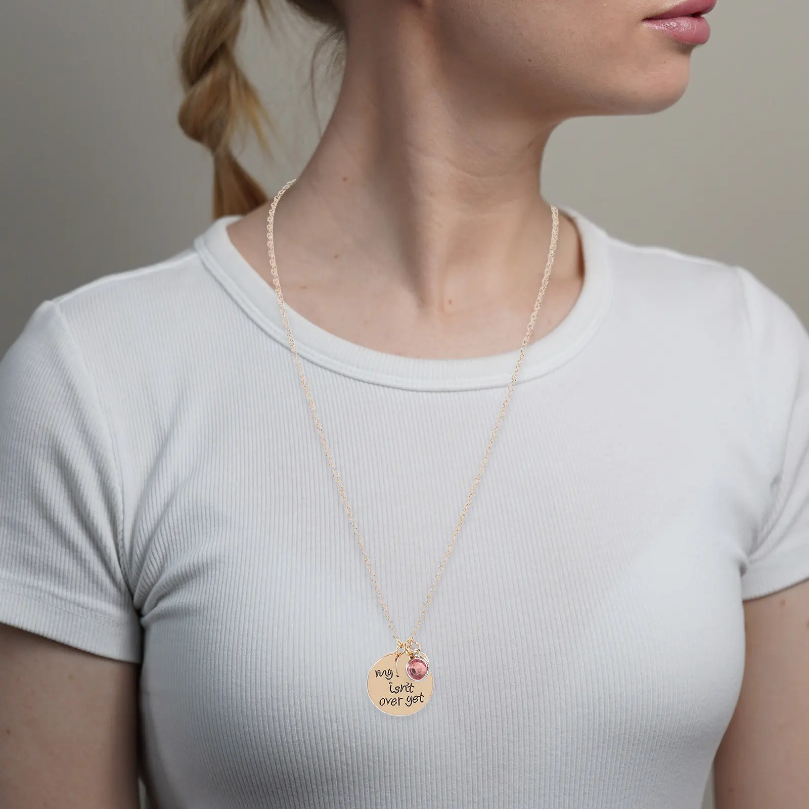 Semicolon Necklace Isn't Over Yet Gold Alloy Pendant Necklace Gift for Encouragement Mental Health Awareness Fashion