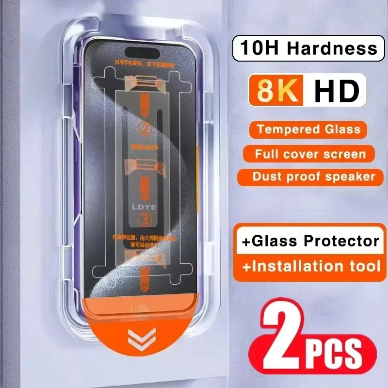 Dust Free Installation Privacy Screen Protector For IPhone 11 12 13 14 15 16 Pro Max Tempered Glass Plus XS XR X 2Pcs Anti Spy