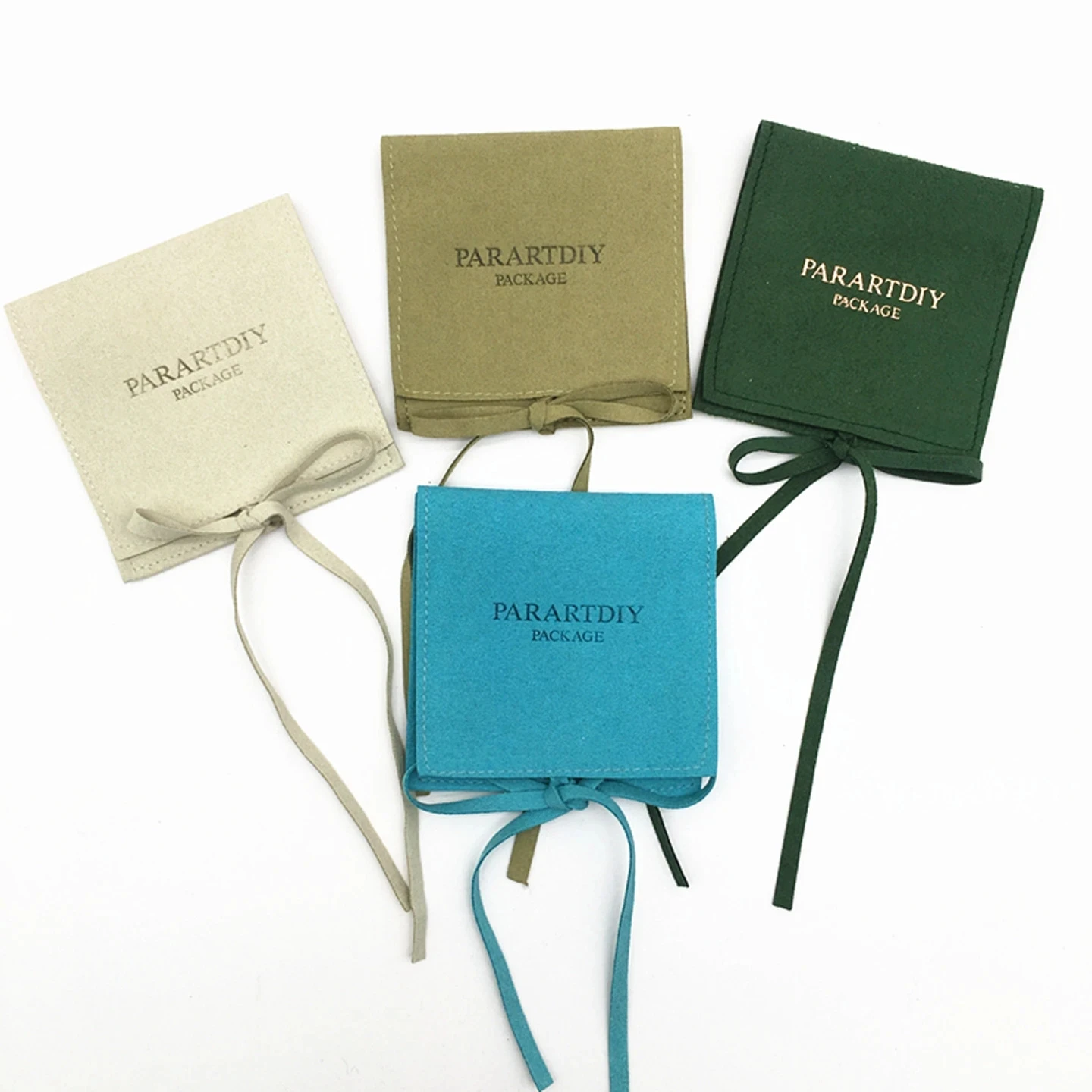 50pcs Custom Deboss Logo Microfiber Envelope Jewelry Pouch, Drawstring Velvet Gift Bag with Matching Cardboard Insert, Custom Pr