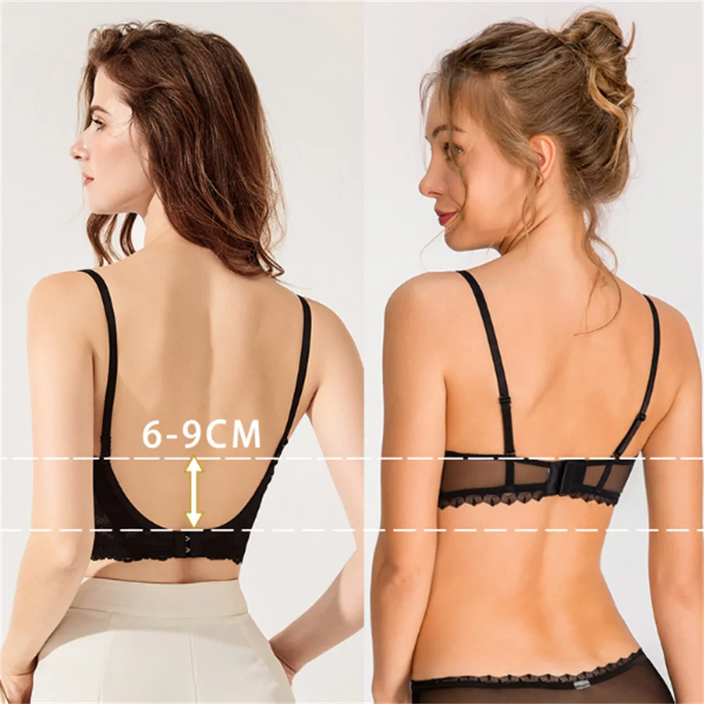 Backless Bra Invisible Bralette Lace Wedding Bras Low Back Underwear Push Up Brassiere Women Seamless Lingerie Sexy Corset