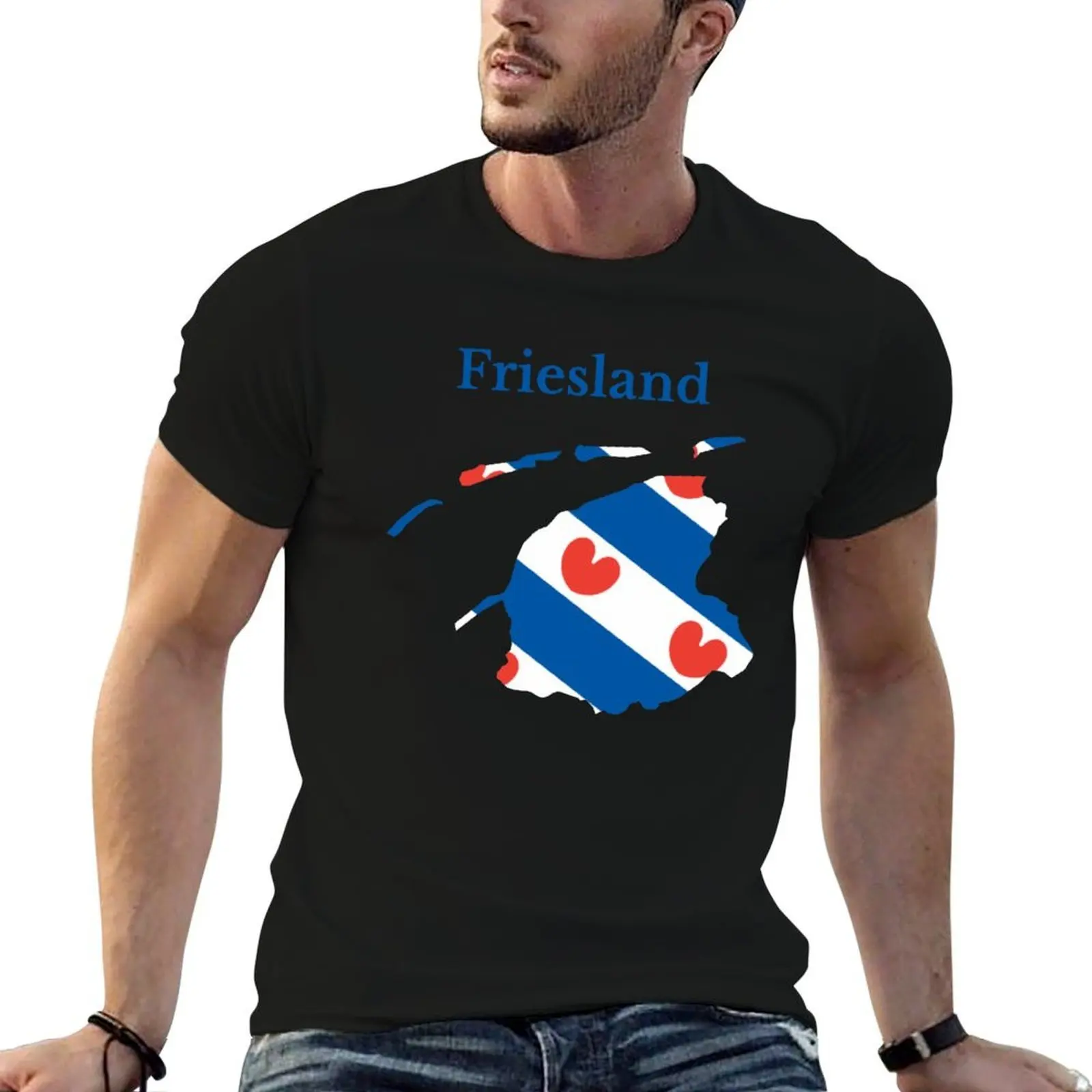 flag T-Shirt , Netherlands. casual t Friesland\tProvince men for shirts shirts graphic Map man t man mens for t shirt