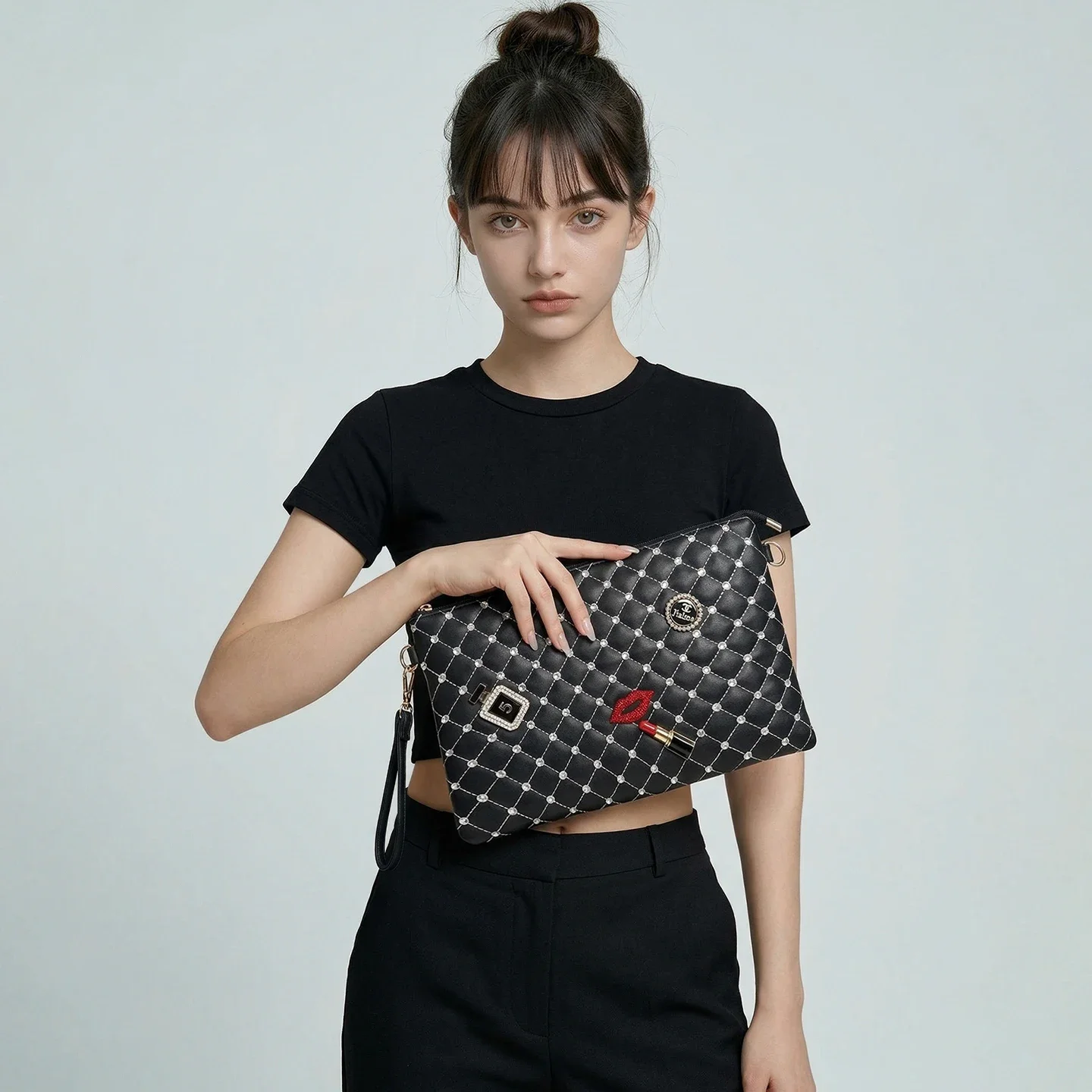 

New Women Quilted PU Crossbody Bag Fashion Clutch Shoulder Bag Ladies Handbag Outdoor Lipstick Perfume Phone Storage Girls Bag