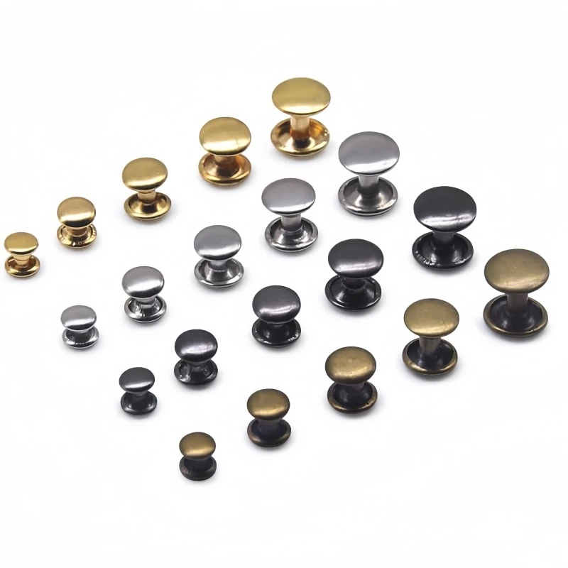 100 Sets 5-10mm Metall-Doppelkopf-Rundnieten, Kollisionsnägel für Lederreparaturen, Schuhe, Taschen, Gürtel, Kleidung, Accessoires, DIY-Bastelarbeiten – Detail 6