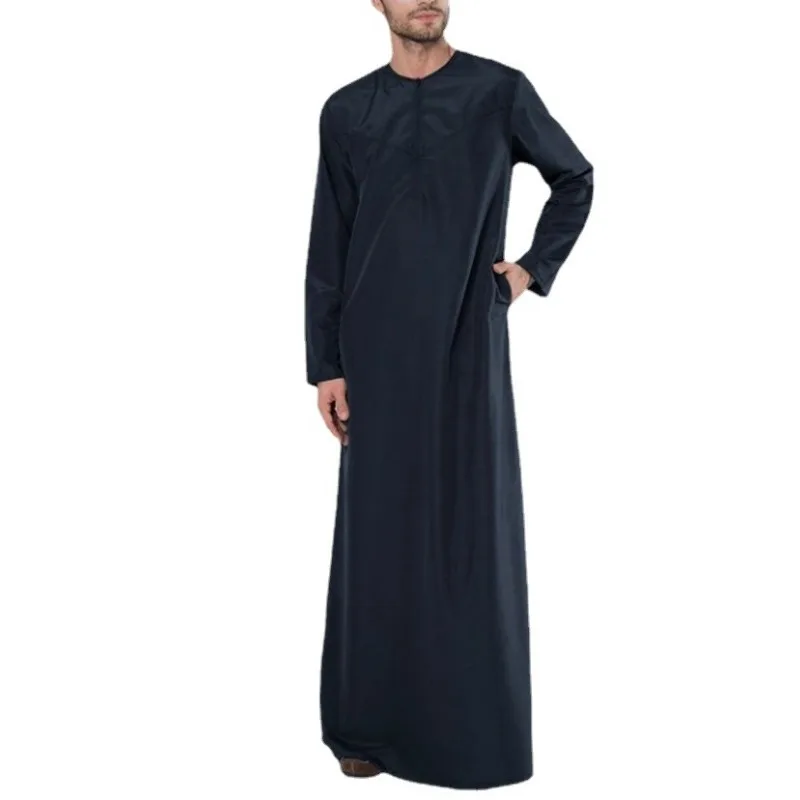 Chemise longue à fermeture éclair pour hommes, caftan musulman, vêtements islamiques, caftan arabe, Thobes Jubba, robe de Dubaï, mode musulmane,