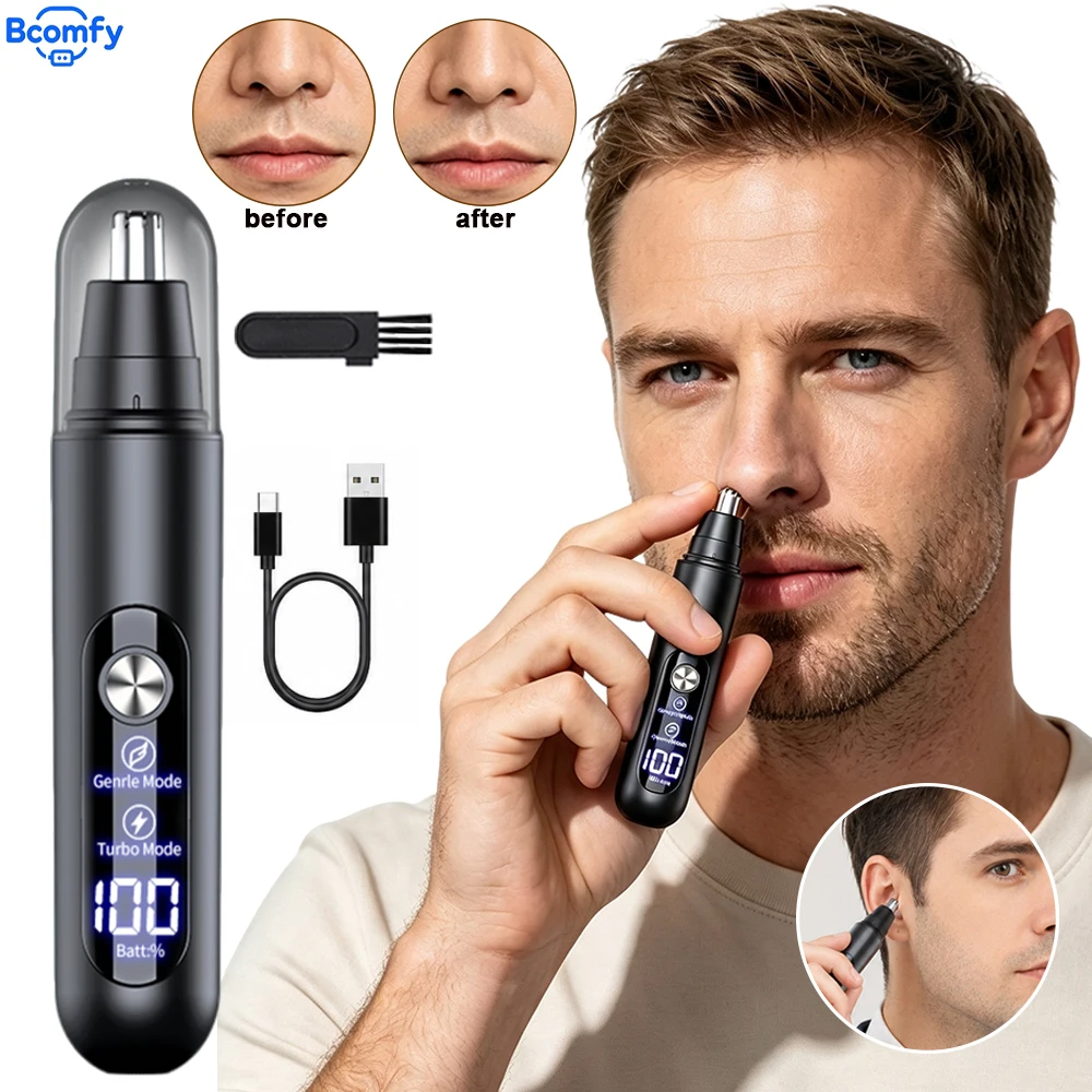 3‑in‑1 Electric Nose Hair Trimmer For Men USB‑Rechargeable Trimmer With LCD Display 2‑Speed Adjustable Nose‑Ear‑Eyebrow Clipper