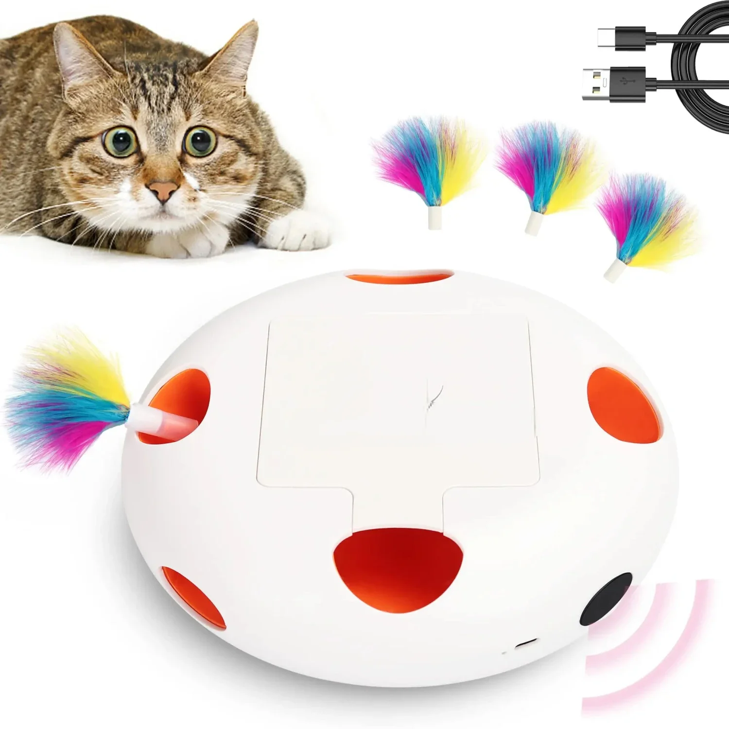 Exciting and Interactive Smart Kitty Cat Toy by INKZOO - Thrilling Whack-A-Mole Game with 7 Holes for Endless Entertainment - En