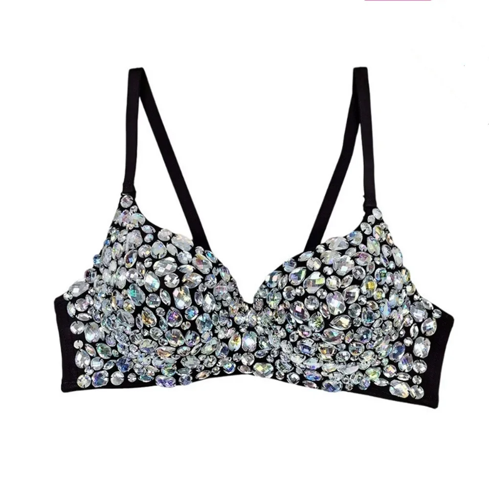 Nightclub Party Bustier Bra Corset Ultra-Short Backless Slim Cropped Top Camis Fashion Sexy Diamonds Beaded Tank Tops For Women
