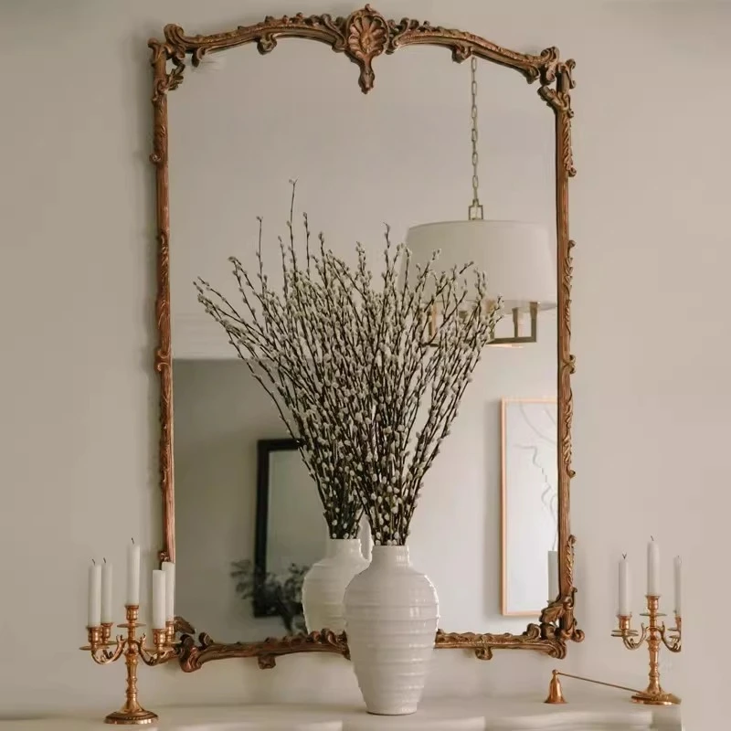 Vintage Decoration Mirror Living Room Standing Girls Funky Big Makeup Aesthetic Mirror Modern Luxury Espelhos Home Decorations