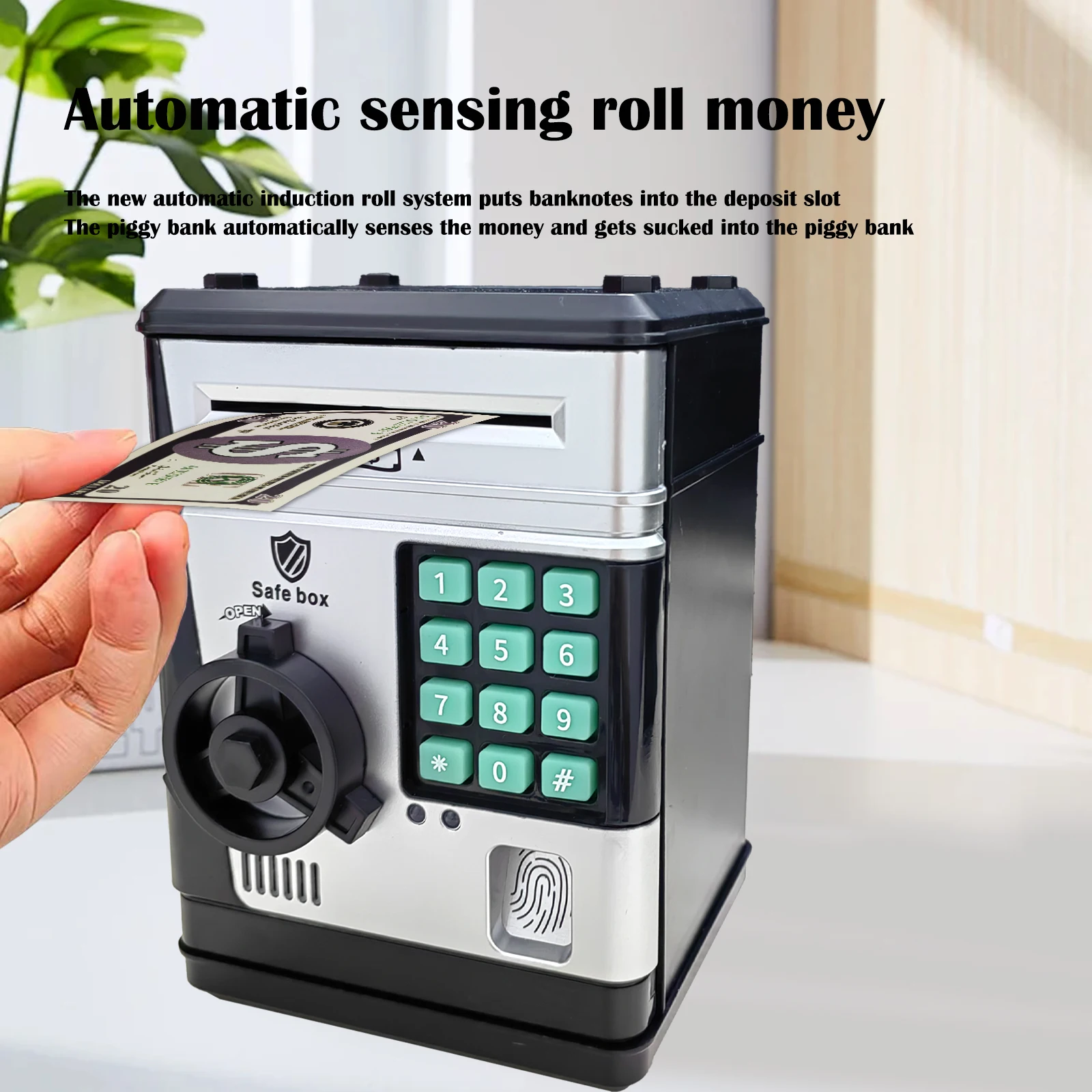 

Kids Piggy Back with Password Children Cartoon Fingerprint Money Saving Box Coin Automatic Bank Atm Machine Pretend Toy Gift