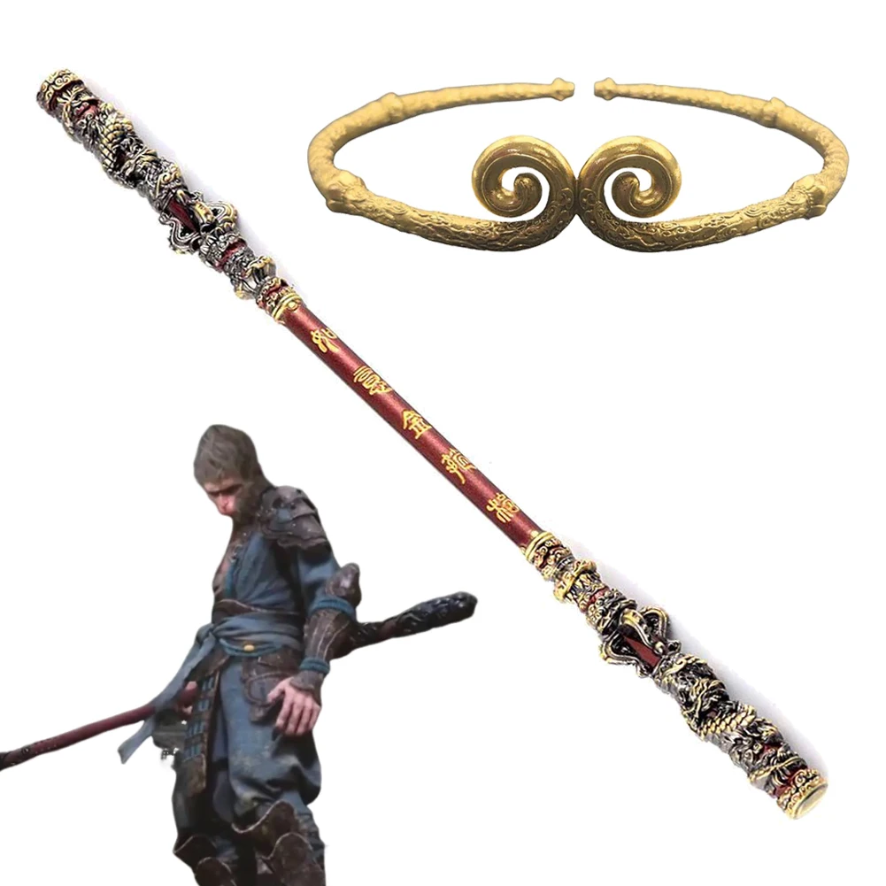 Gra Czarny Kolor Mit Wukong Tightly Hooped Gold Hoop Wukong Cosplay Stick Metal Craft Ornament Model Halloween Prezenty Rekwizyty