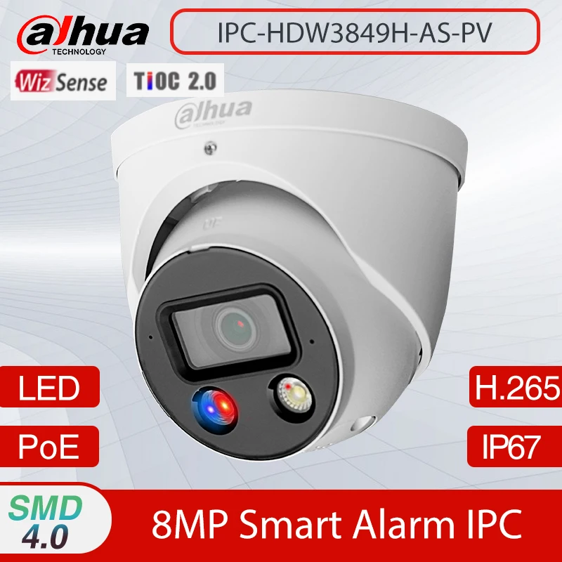 

Dahua IPC-HDW3849H-AS-PV 8MP Full Color POE IR IP67 Active Deterrence Eyeball WizSense CCTV Network IP Camera HDW3849H-AS-PV-S4