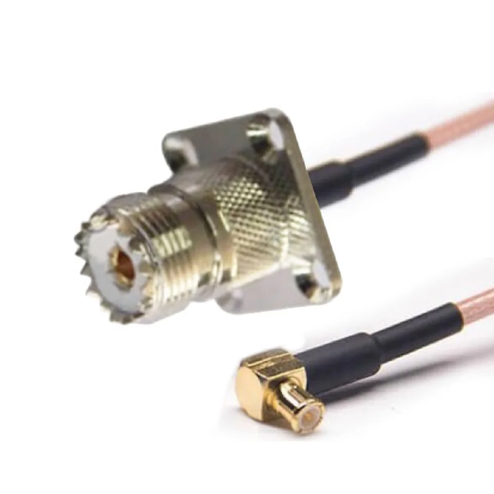 UHF Female to MCX Male Right Angle RF Coaxial Cable, RG316 6cm Length, for Antenna Radio GPS Communication
